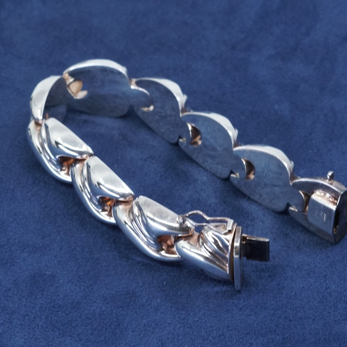 7", 16mm, vtg IBB Sterling silver handmade 925 puffy retro bracelet