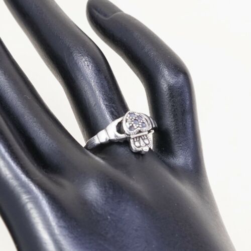 Size 9.25, Vtg Sterling Silver Handmade Ring, 925 claddagh Heart W/ Marcasite