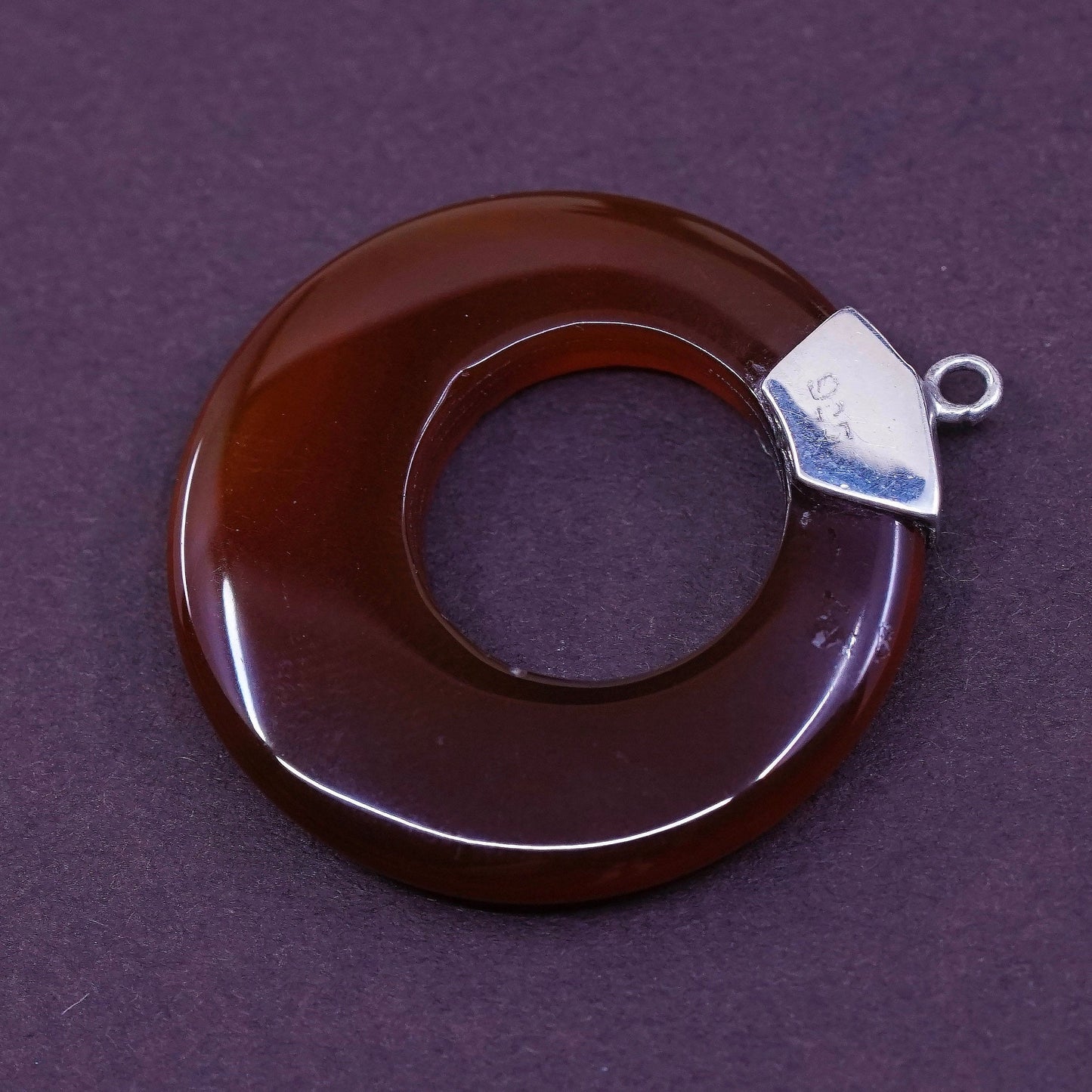 sterling silver Handmade Pendant, 925 bali w/ circle Carnelian