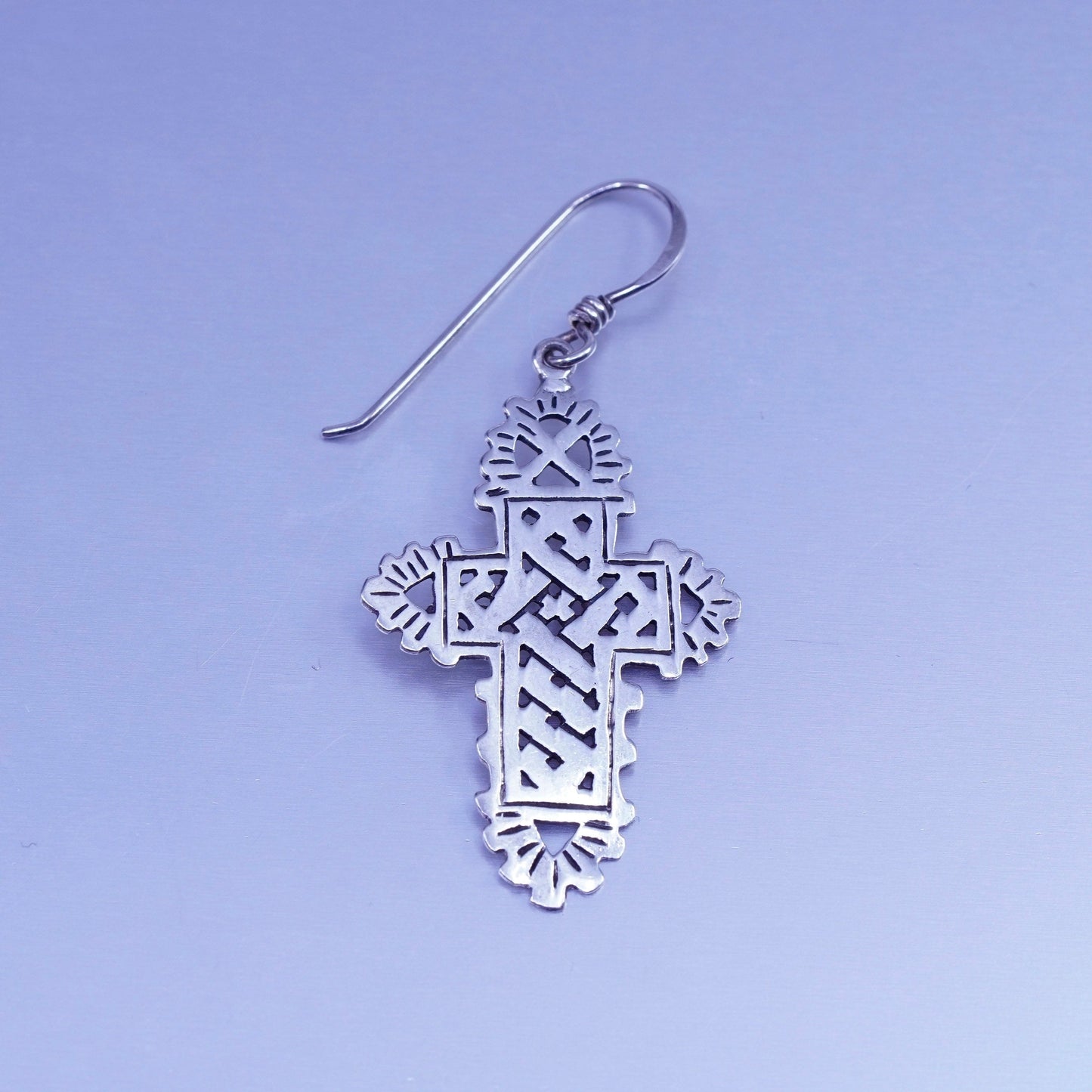 Vintage sterling 925 silver handmade filigree cross earrings