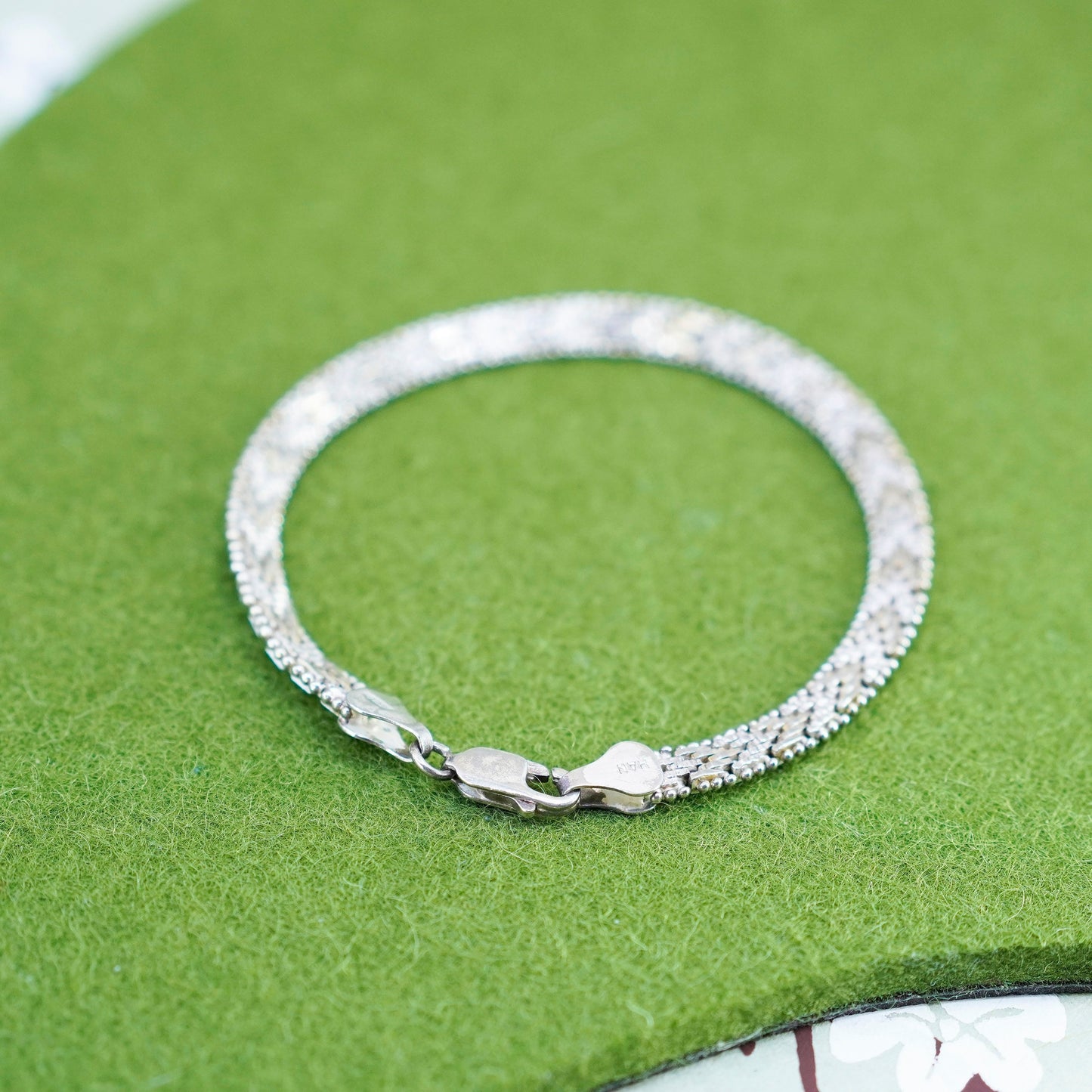 7”, 5mm, Vintage Italian sterling 925 silver Riccio chain bracelet