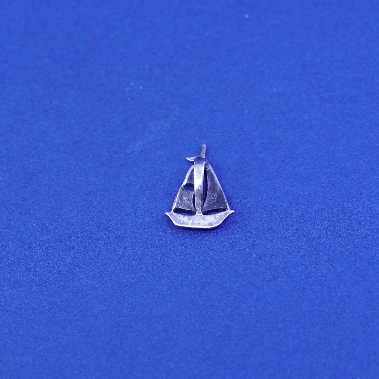Vintage sterling silver handmade pendant, 925 sailing boat charm