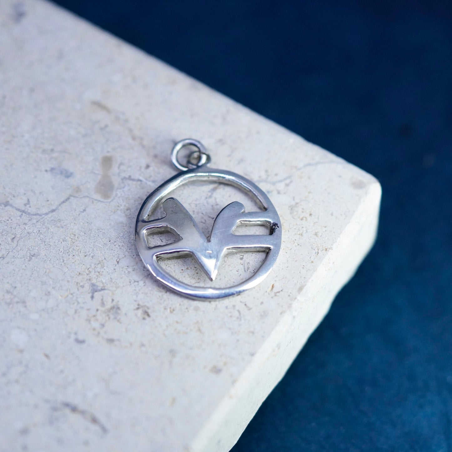 Vintage sterling silver handmade pendant, 925 tag with initial “V”