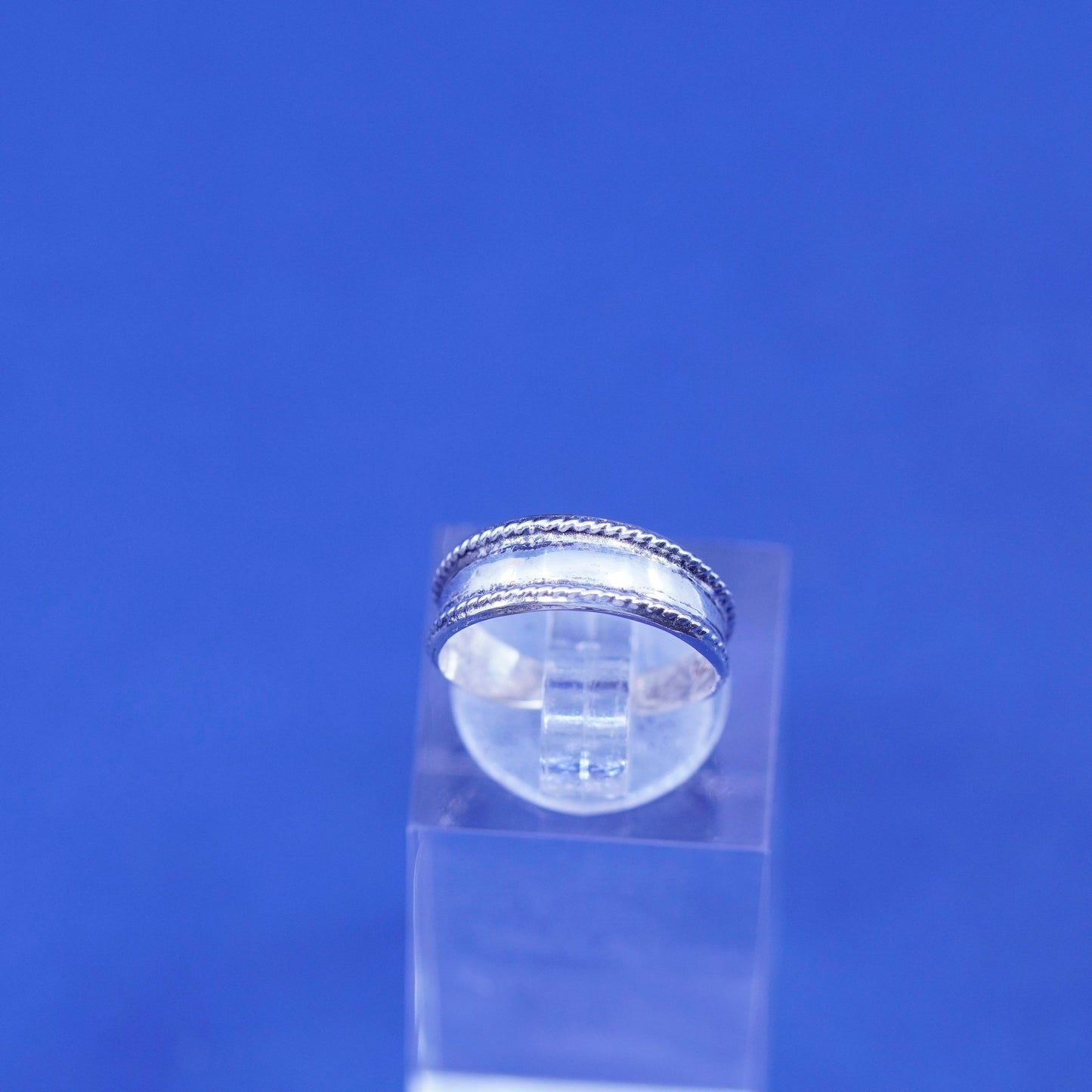 Size 3.5, vintage Sterling silver handmade ring, 925 band with cable