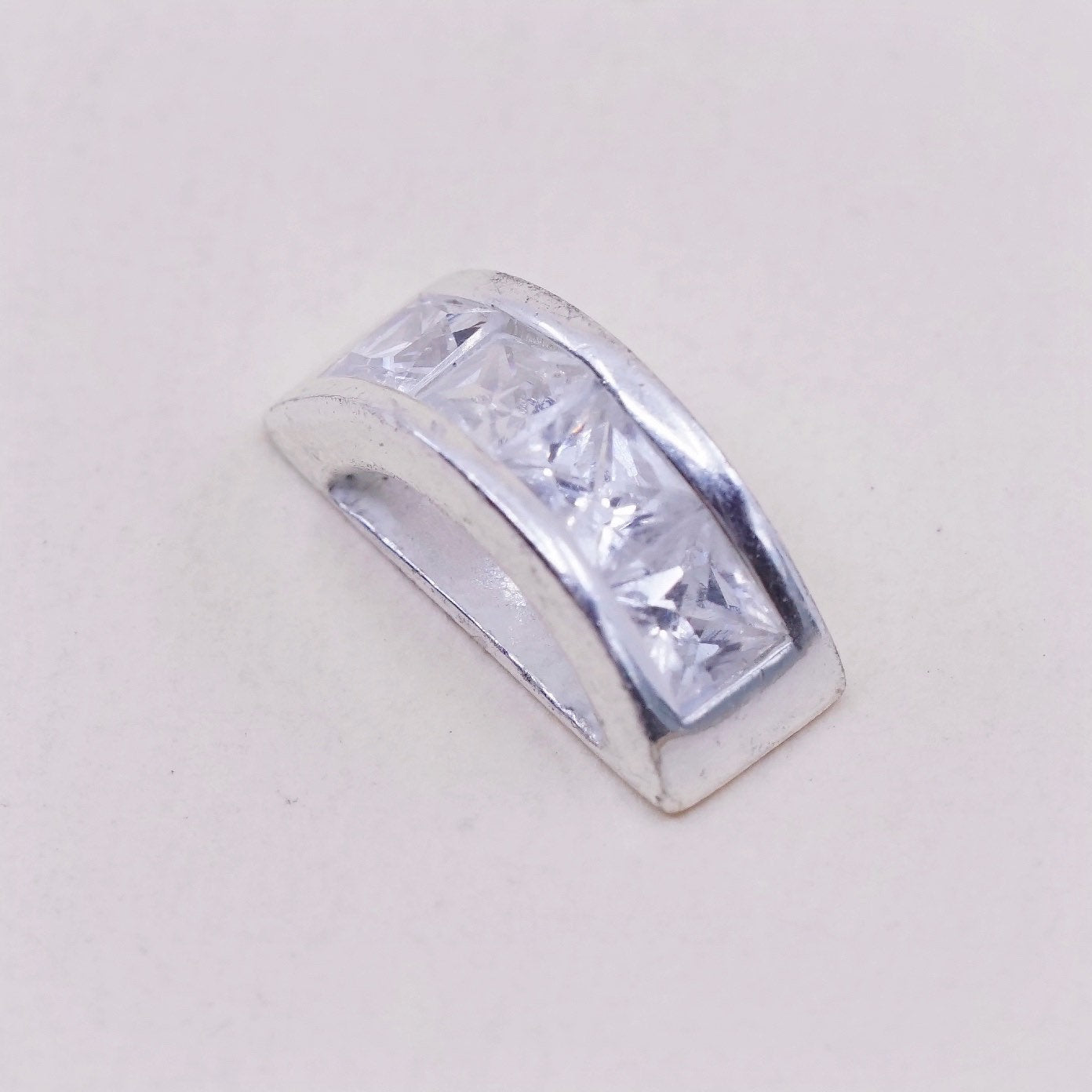 Vintage sterling silver cz crystal pendant, 925 handmade pendant