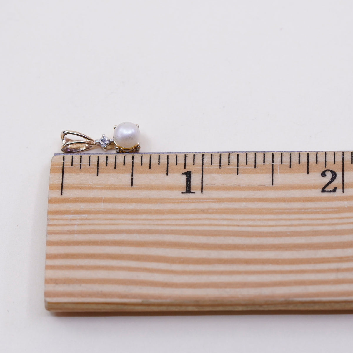Vintage vermeil gold over sterling 925 silver pearl pendant with diamond