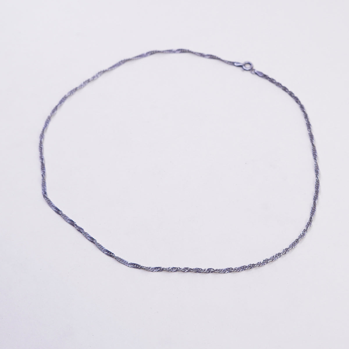 18”, 2mm, Vintage sterling silver Italy 925 silver twisted curb chain, necklace
