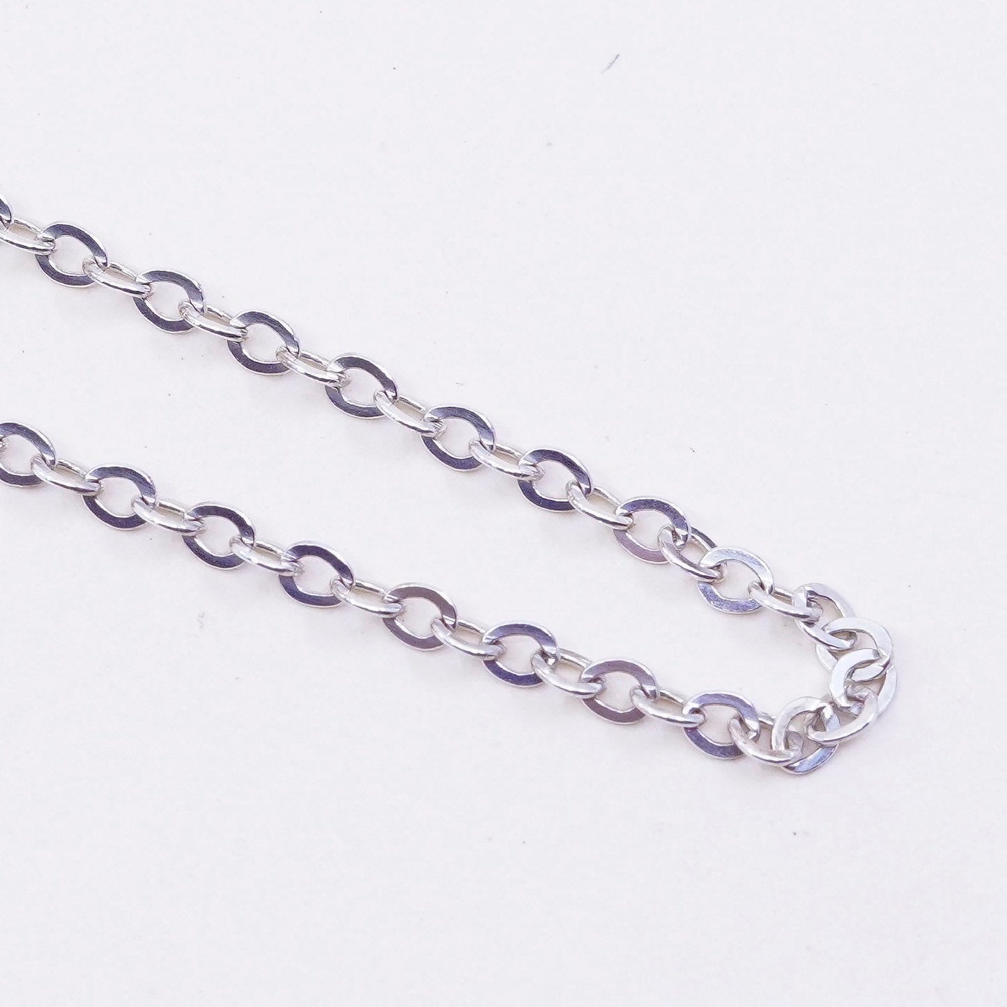 20”, 3mm, Vintage sterling silver flatten circle chain, Italy 925 necklace