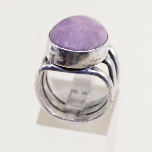 Sz 5.5, Vtg Sterling Silver Handmade Ring, 925 Statement Ring W/ Purple Ring