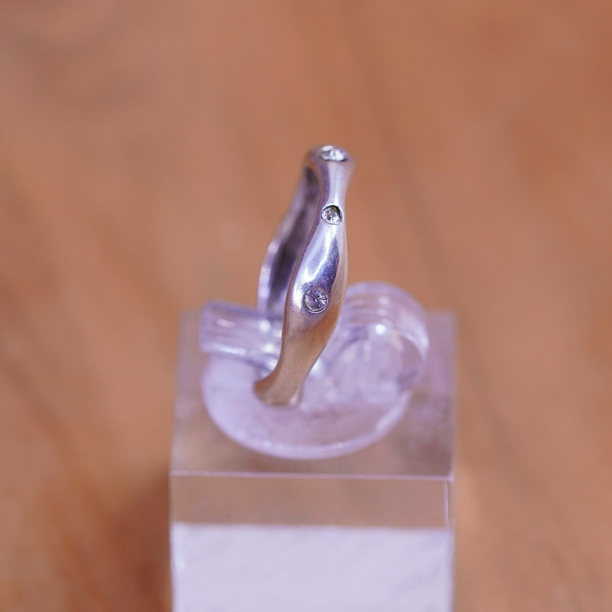 Size 5.75, vintage Sterling silver ring, 925 band with cz
