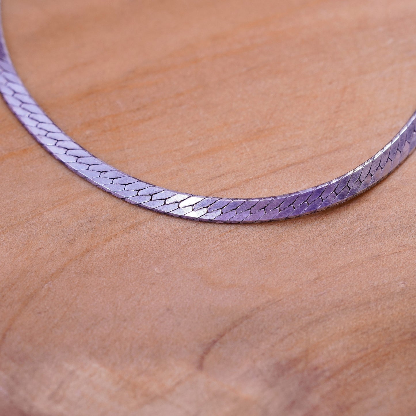 7”, 4mm, Vintage Sterling silver herringbone bracelet, Italy 925 chain