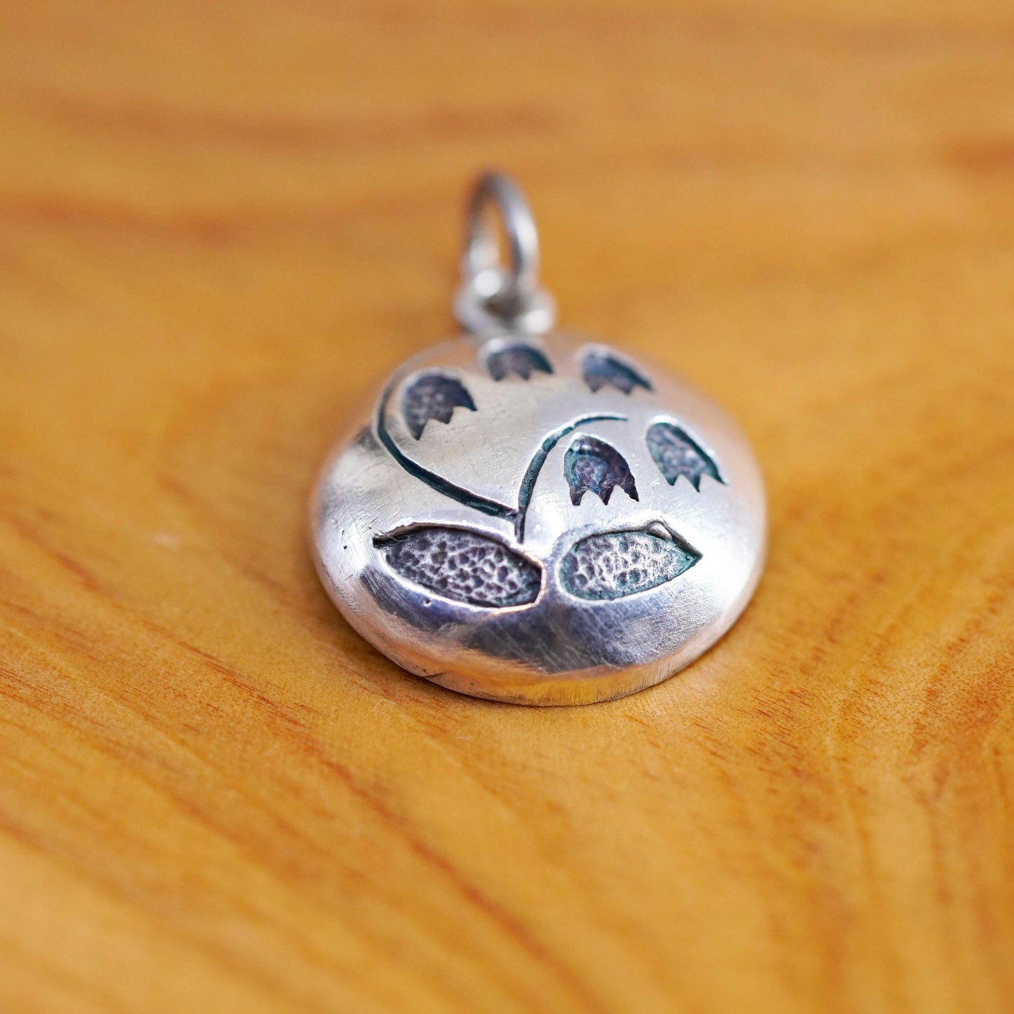 Vintage Sterling 925 silver handmade snow drop flower pendant