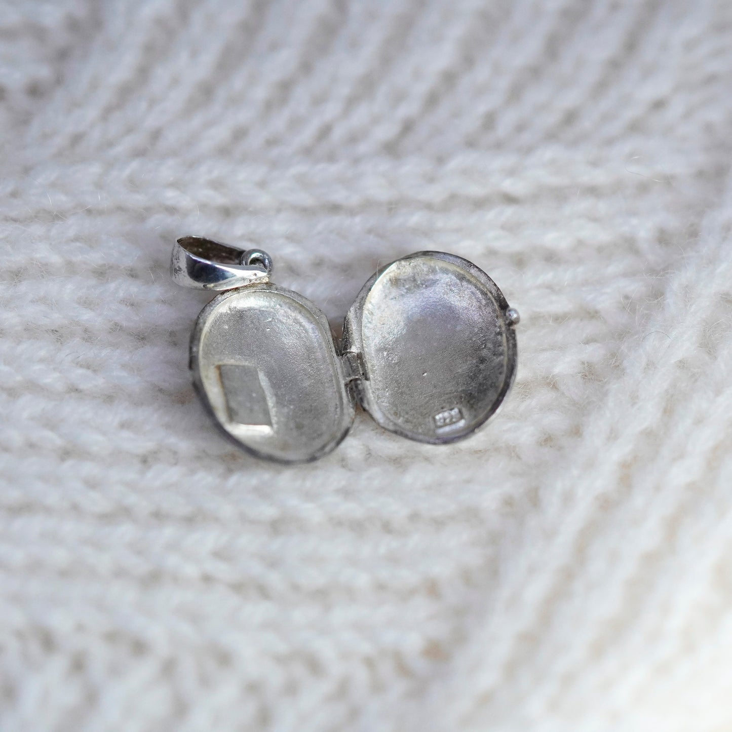 Vintage Sterling silver oval pendant, 925 photo locket charm engraved “Liz 2000