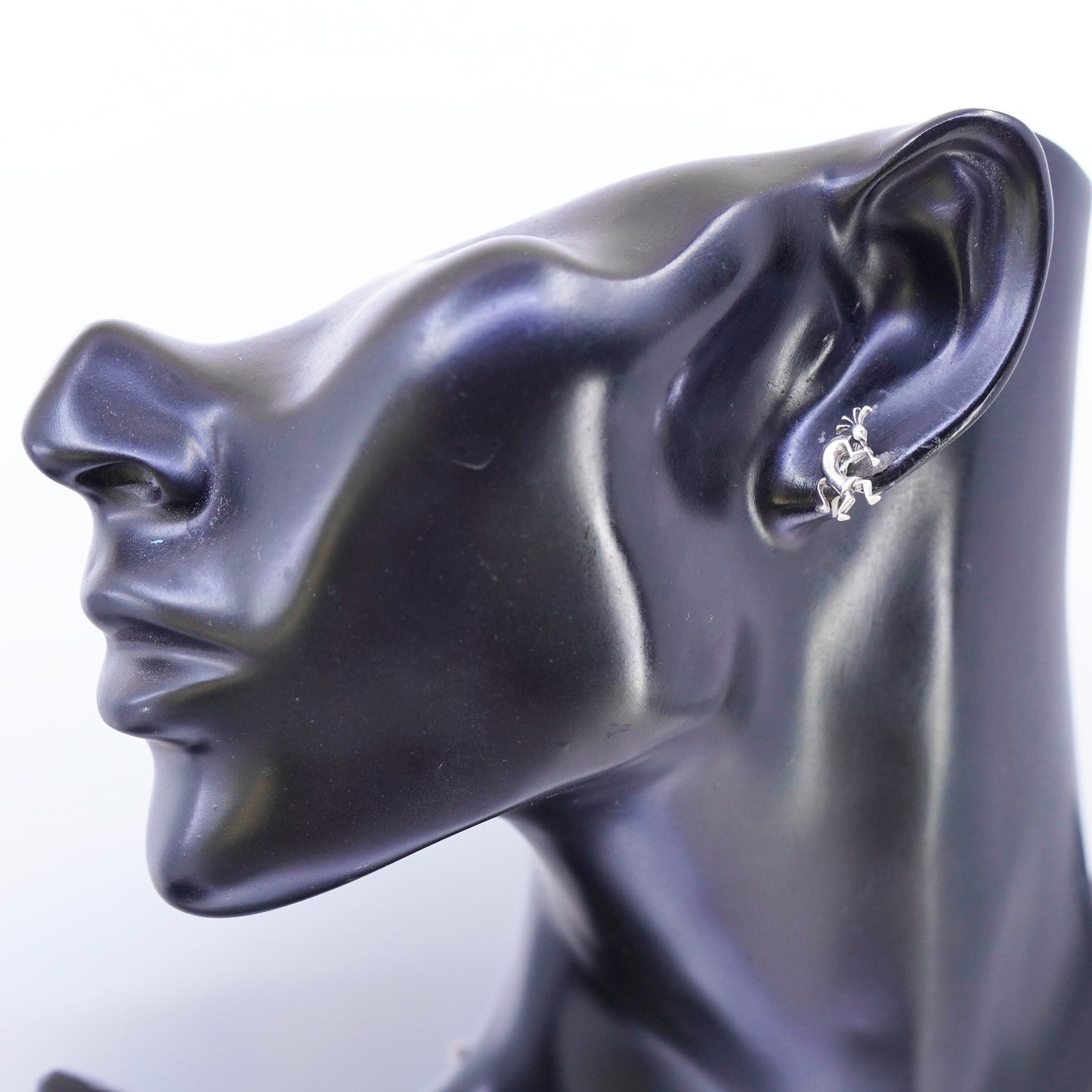 Vintage Sterling silver handmade earrings, 925 kokopelli studs