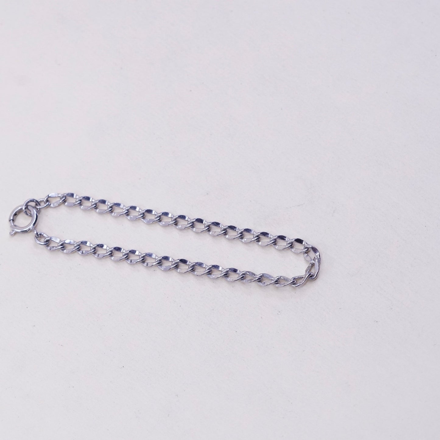 7”, 4mm, Vintage sterling 925 silver flatten curb bracelet