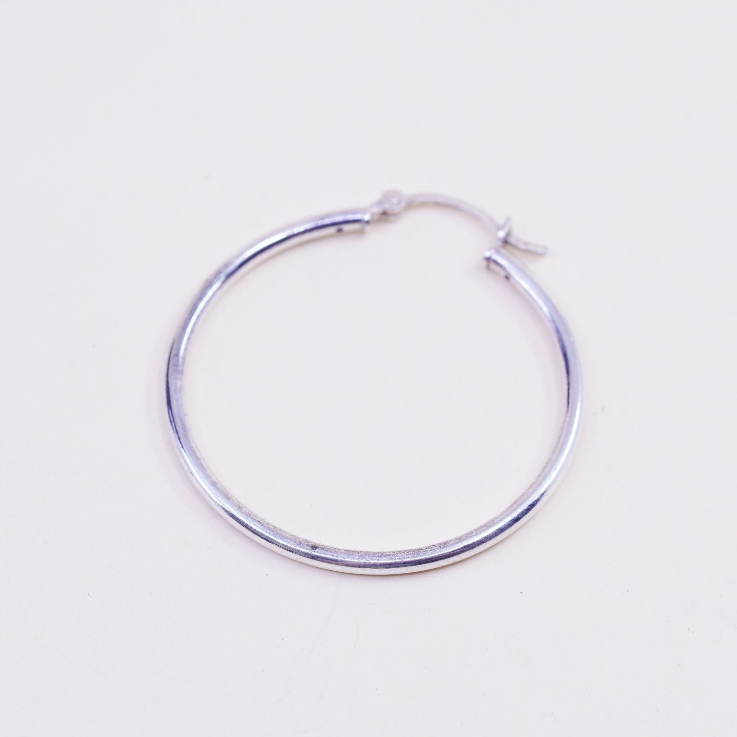 1.5” Vintage sterling silver loop earrings, fashion minimalist primitive hoops
