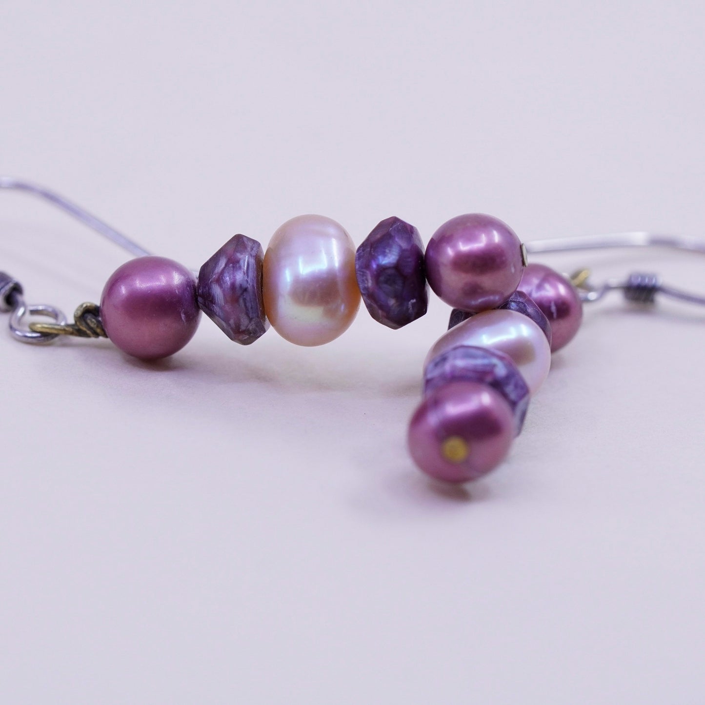 Vintage Sterling silver handmade earrings, 925 hooks with pearl drops