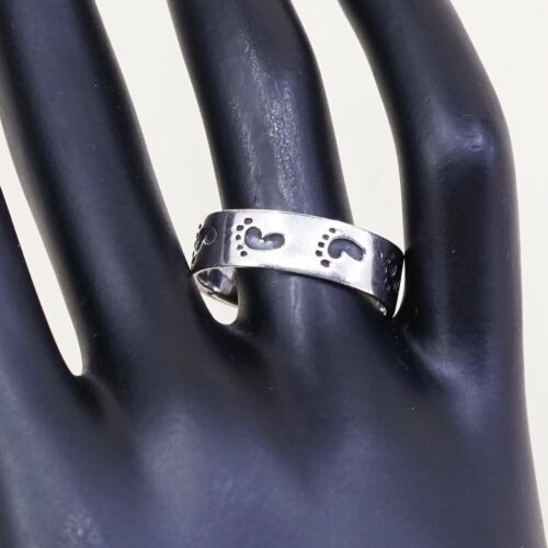 Size 11.25, Vtg Sterling Silver handmade Ring. 925 Foot Footprint Band