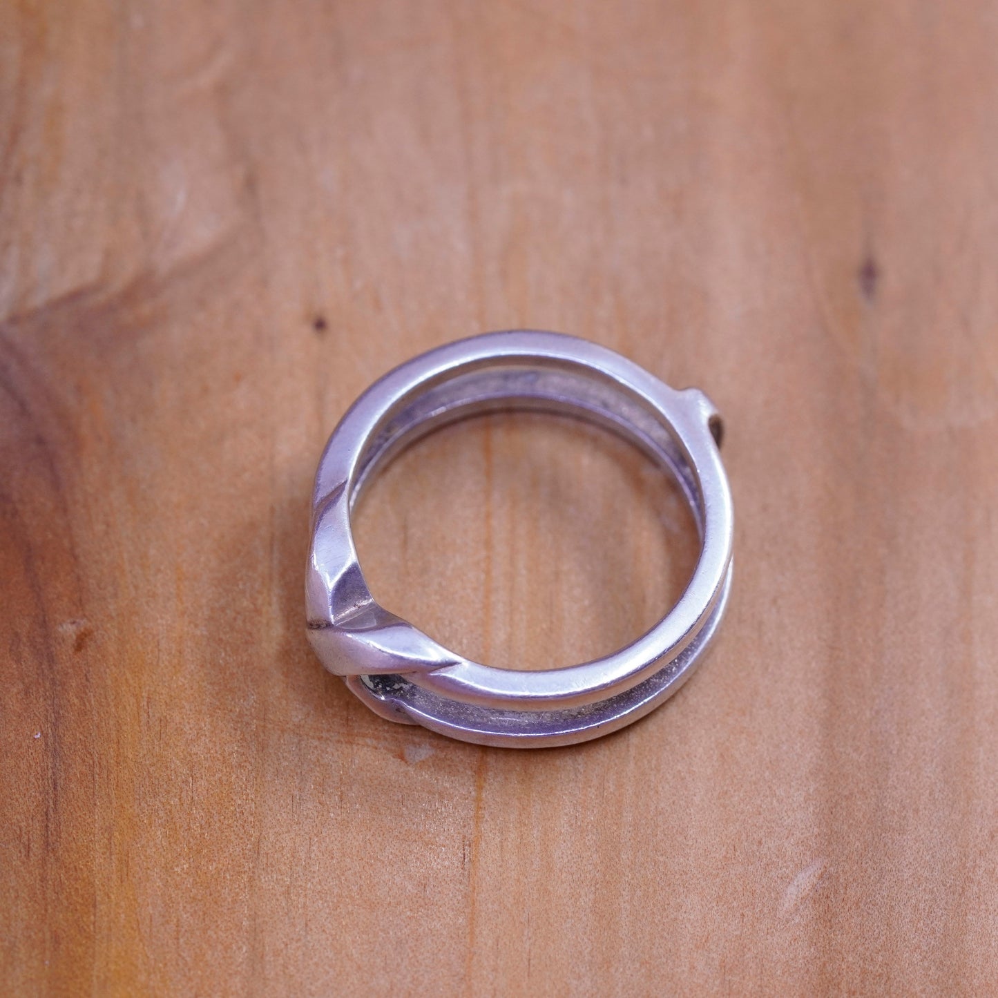 Size 10, vintage Sterling silver prayer ring, 925 double band with cross