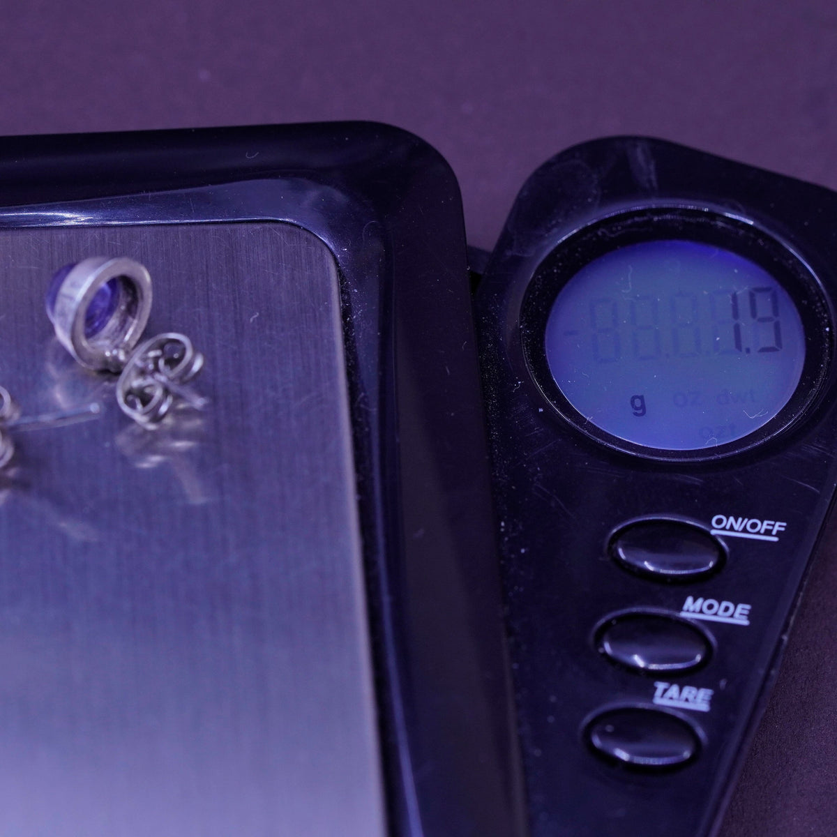 Vintage Sterling silver handmade earrings, 925 amethyst round studs