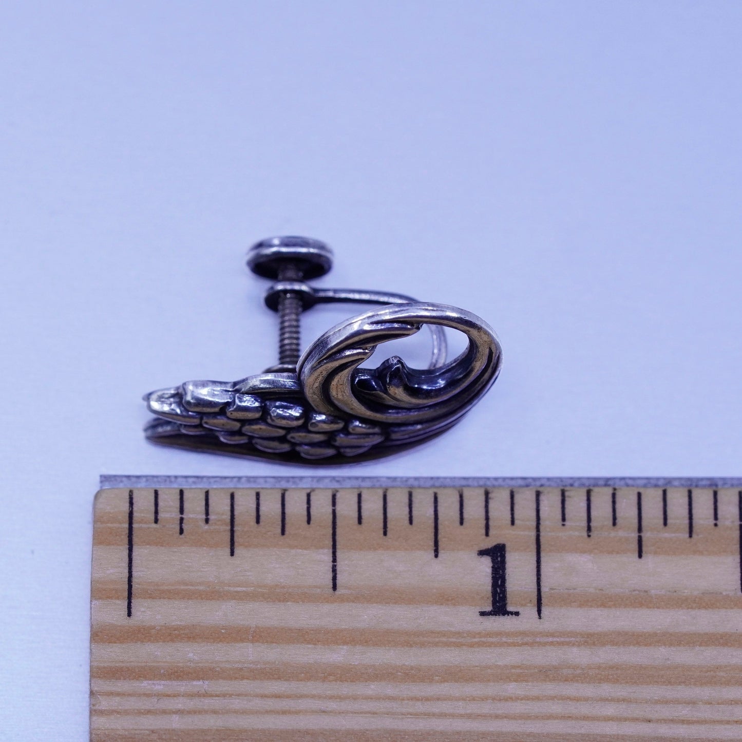 1940s signed danecraft modern Sterling 925 silver earrings, screw back wings