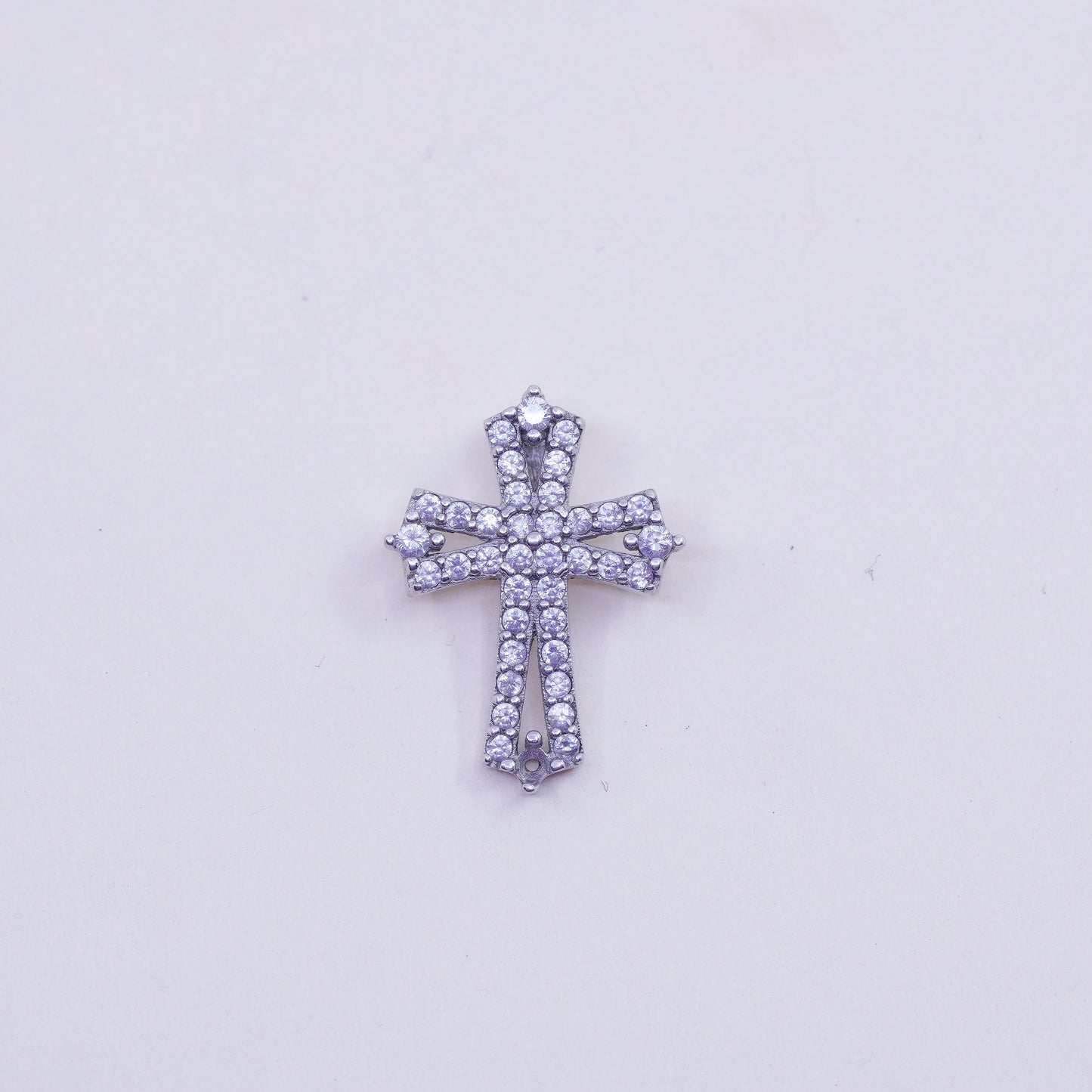 Vintage Sterling 925 silver pendant with clear cz cross