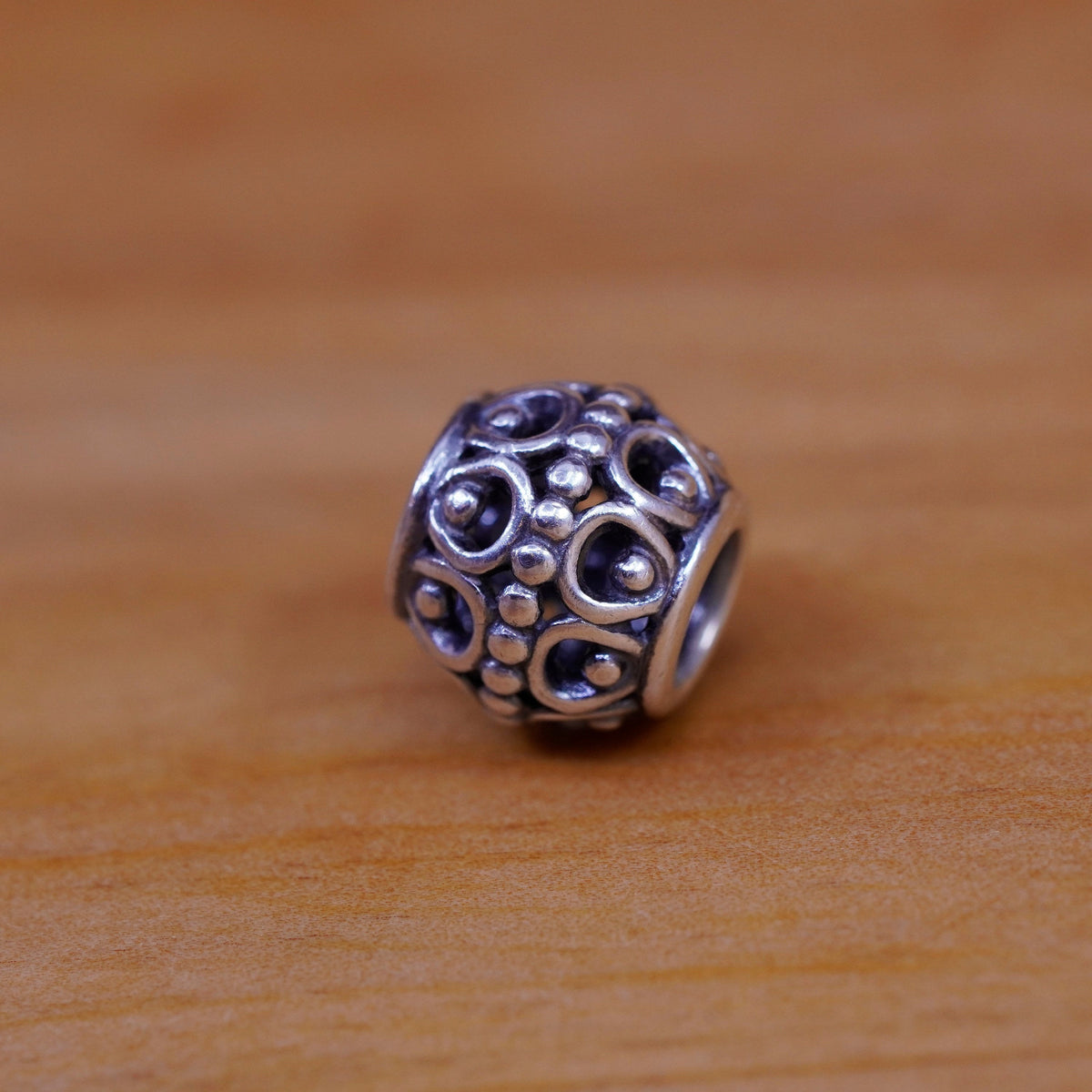 Vintage ALE Sterling silver handmade pendant, filigree 925 bead charm