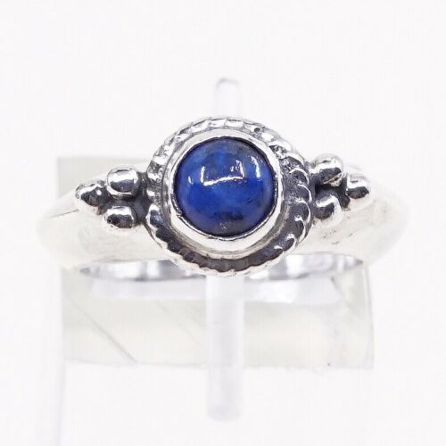Sz 5.5, Vintage Modern Sterling Silver handmade Turquoise N Beads Ring