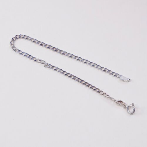 7”, 3mm, Vtg Italy Milor Sterling Silver Bracelet, curb Chain, Stamped 925