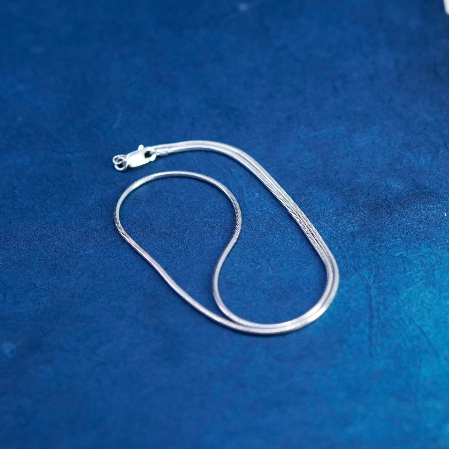 16”, 1.4mm, vintage Sterling silver handmade necklace, 925 snake chain