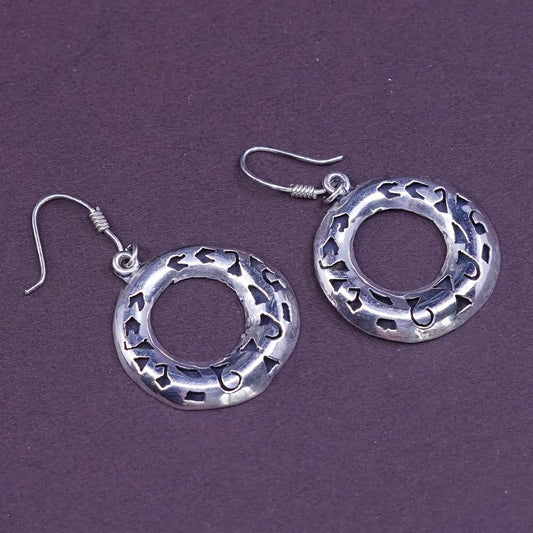 Vintage Sterling silver handmade earrings, 925 puffy filigree drops