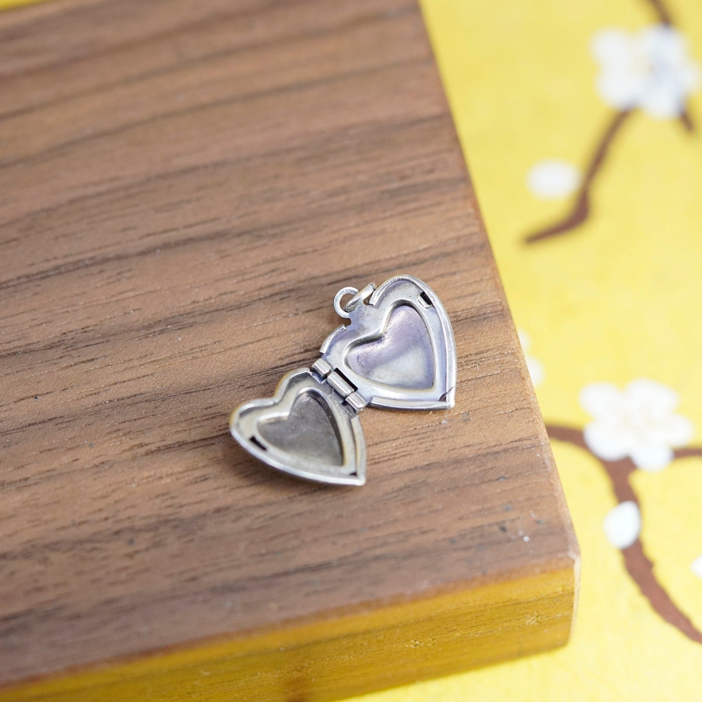 Vintage Sterling silver handmade pendant, 925 heart photo locket
