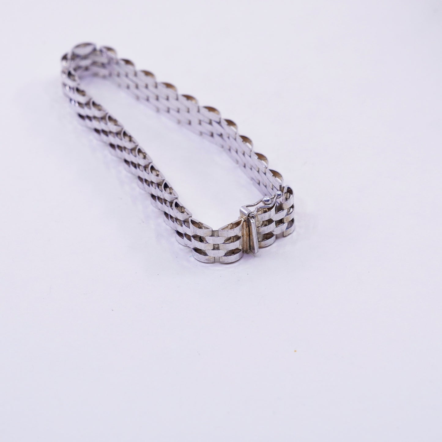 7.5” 10mm, vintage Italy Milor Sterling 925 Silver 925 Mesh chain Bracelet