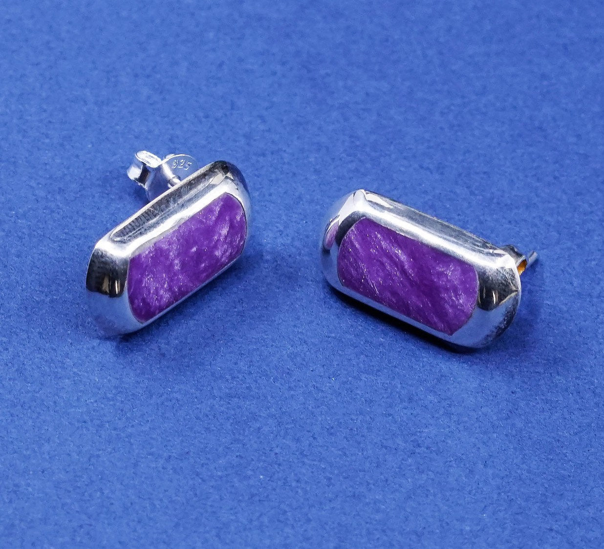 vtg mexico Sterling 925 silver amethyst studs, earrings