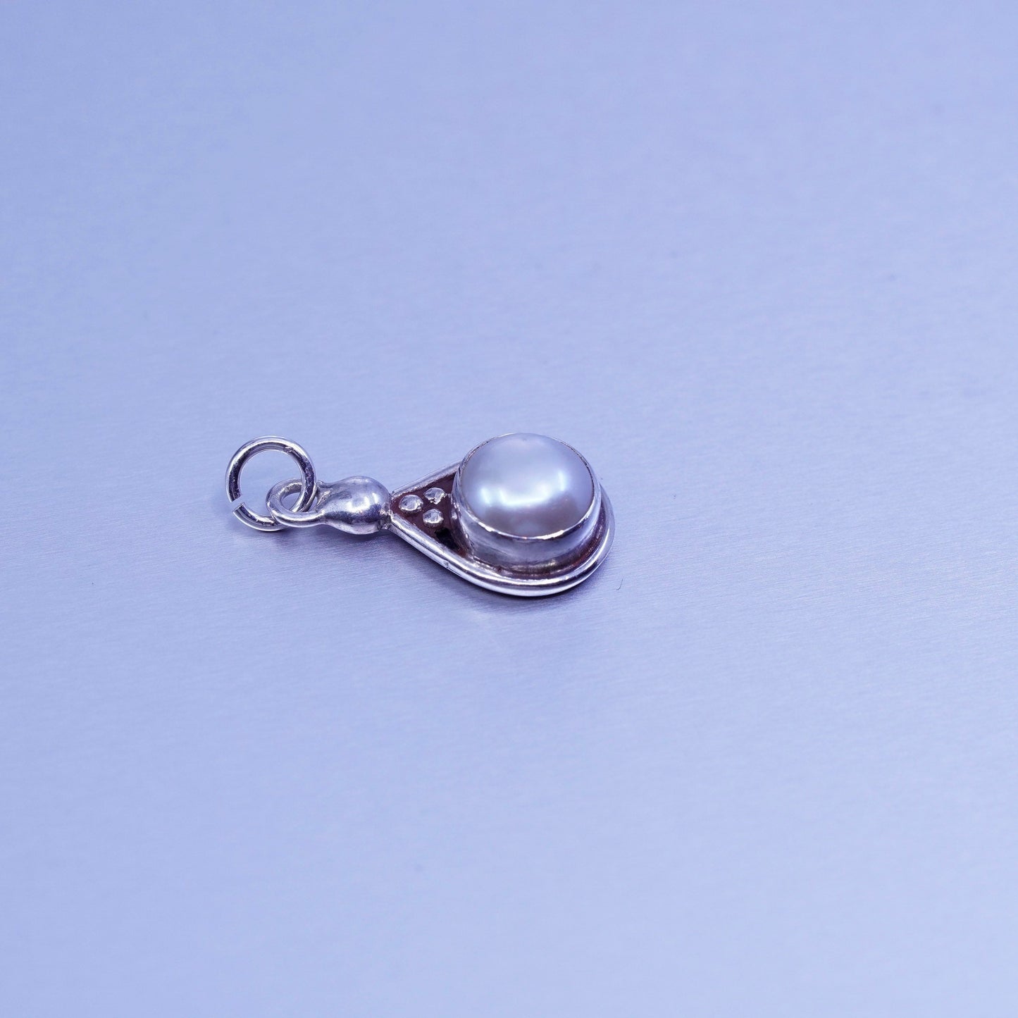 antique sterling 925 silver handmade charm pendant with pearl