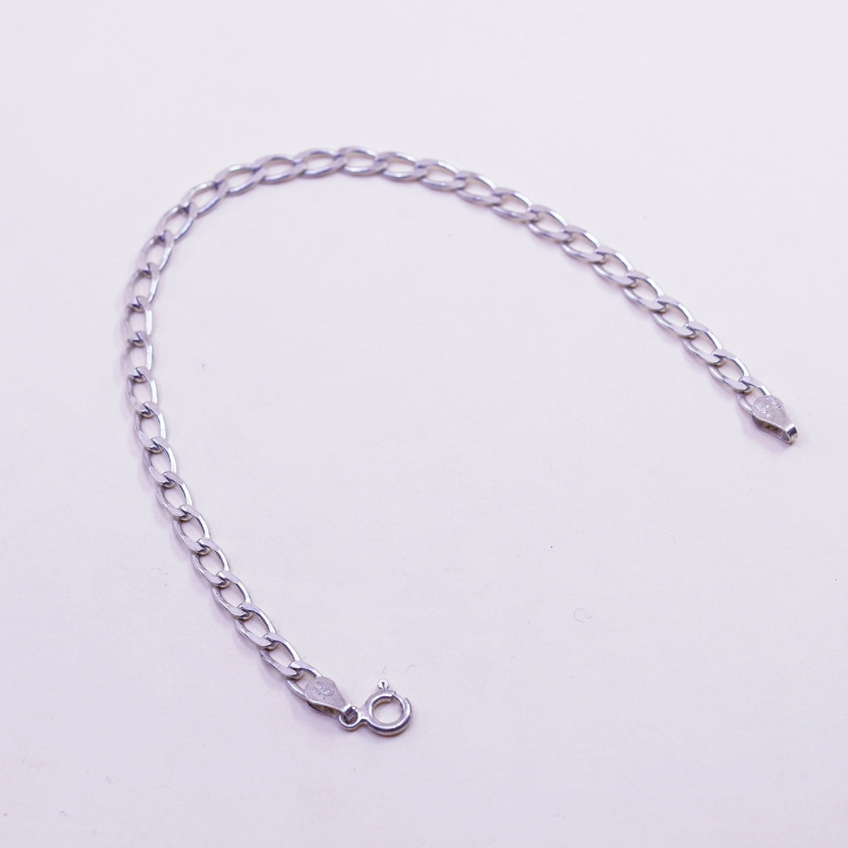 7.25”, Vintage milor sterling silver flatten curb bracelet bold 925 men’s chain