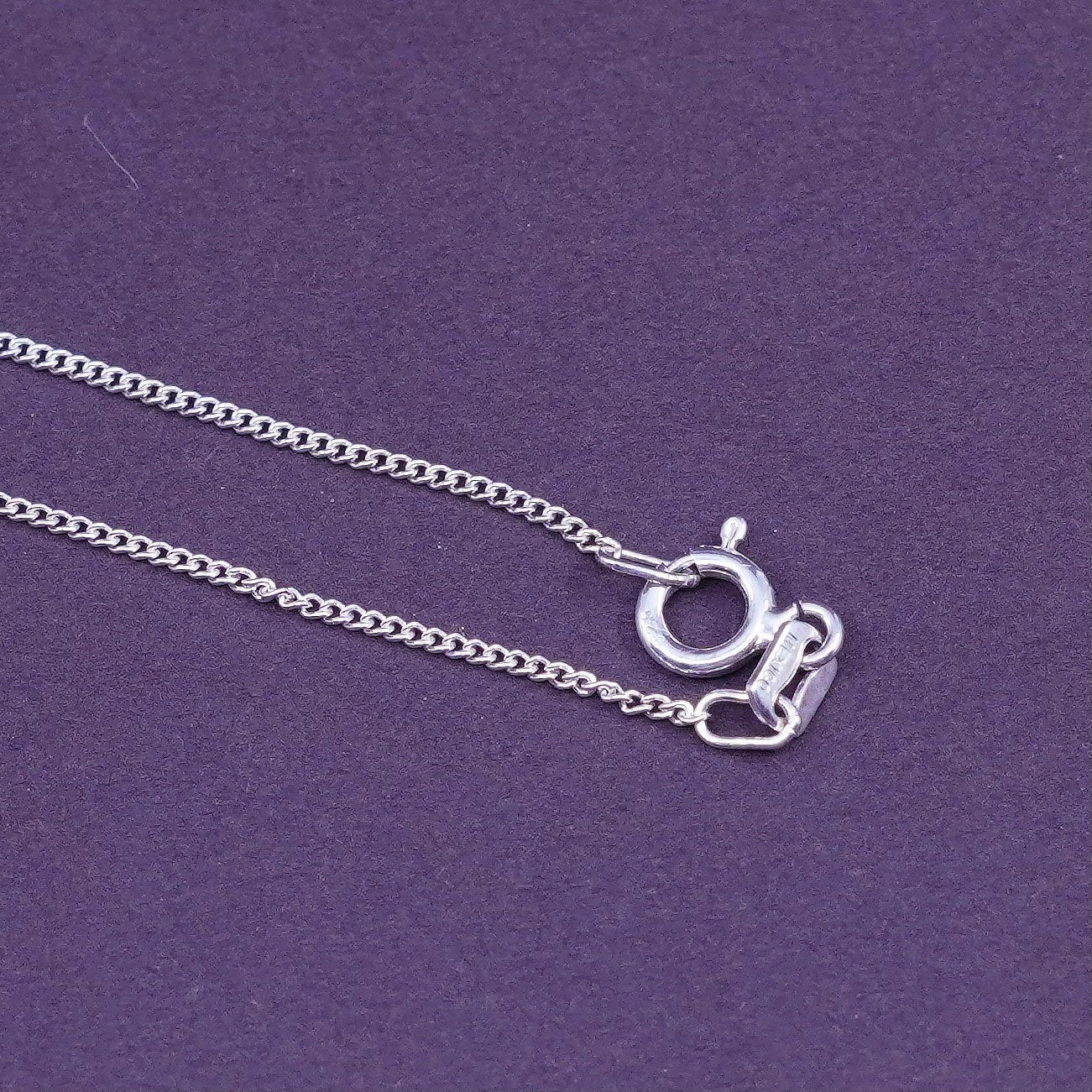 19”, 1mm, vintage Sterling silver necklace, 925 flatten curb chain