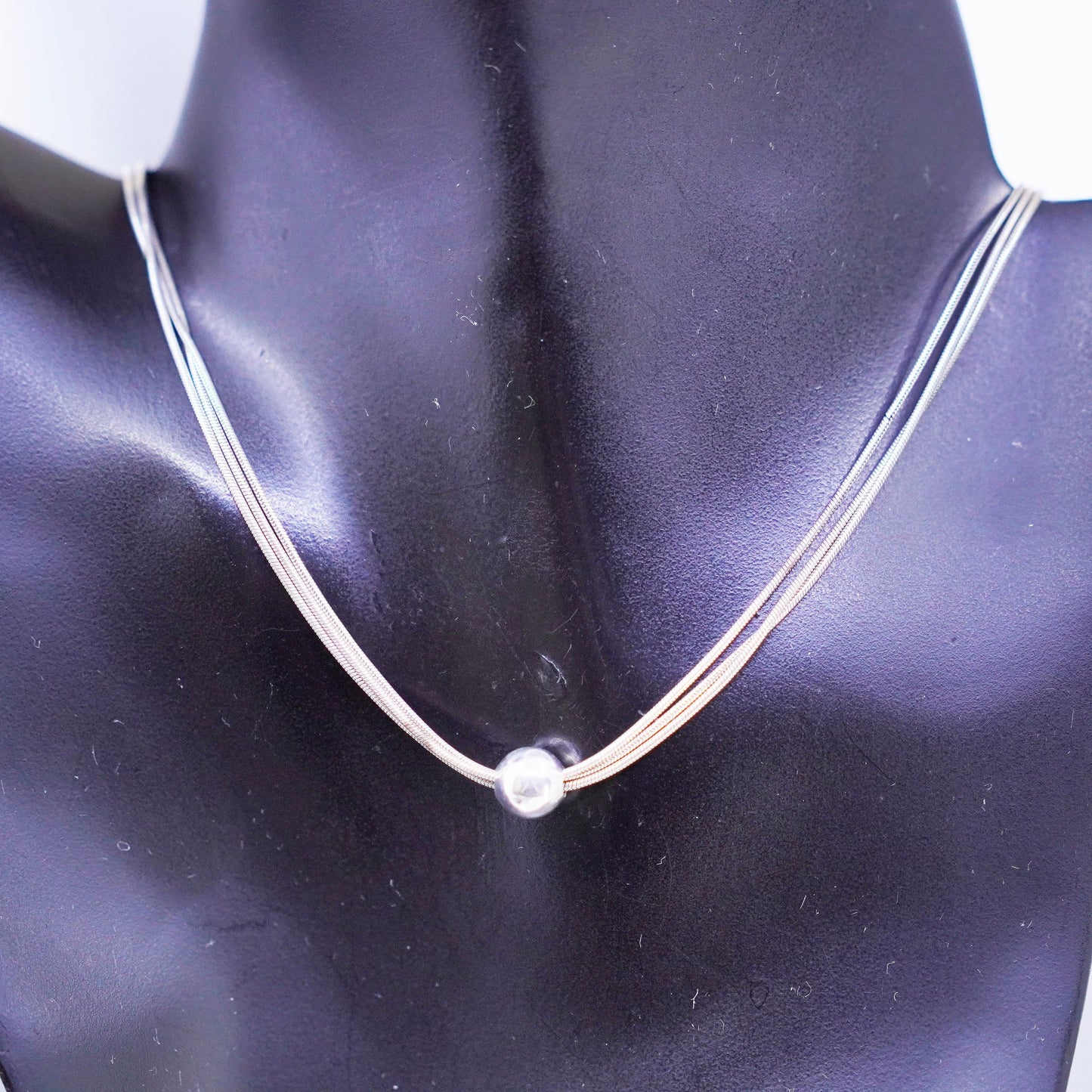 16”, Silpada Sterling 925 silver multi strands snake necklace with bead pendant