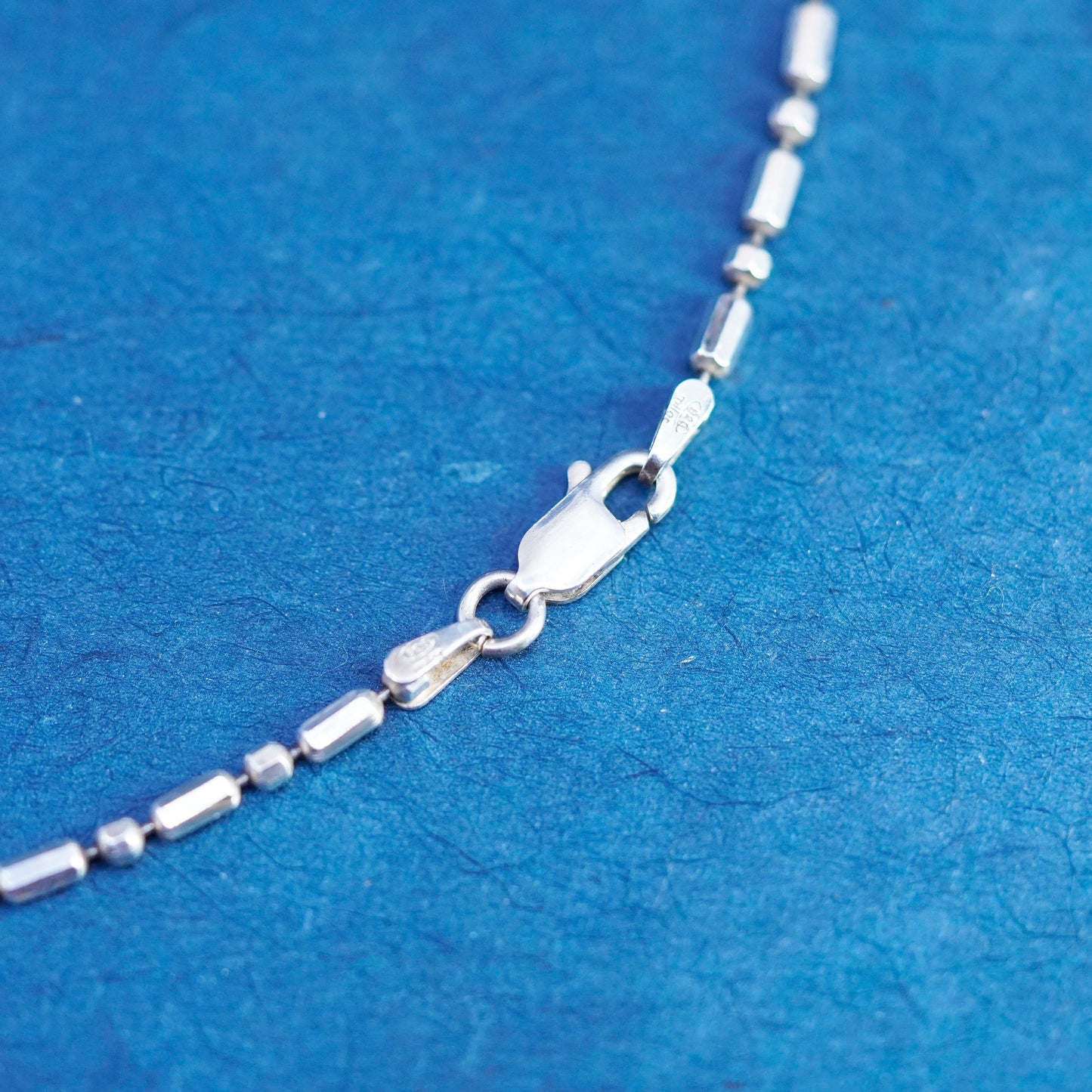 22”, 2mm, vintage Sterling silver handmade necklace, 925 bar beads chain