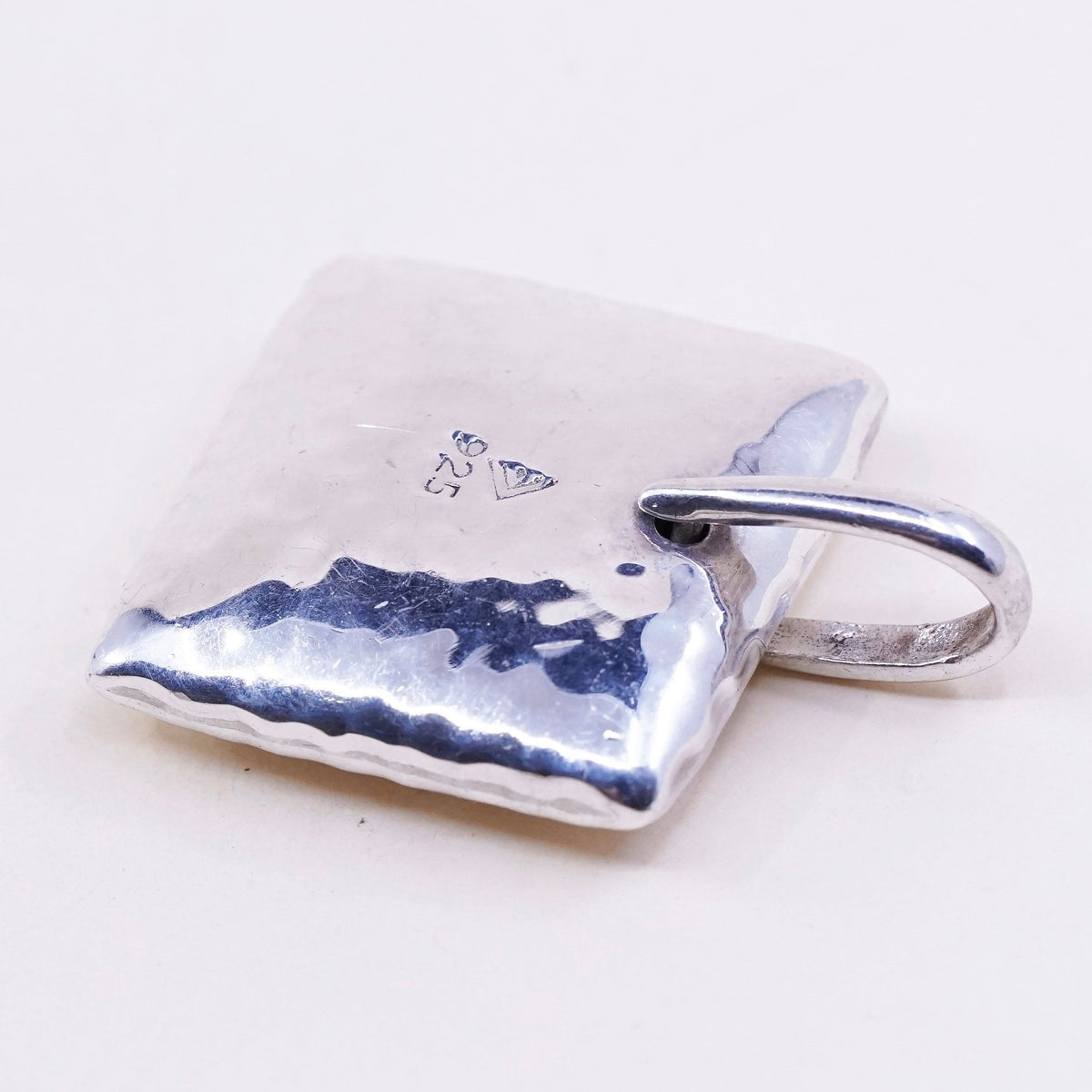 Silpada handmade Sterling 925 Silver Square Hammered Pillow Pendant S1118