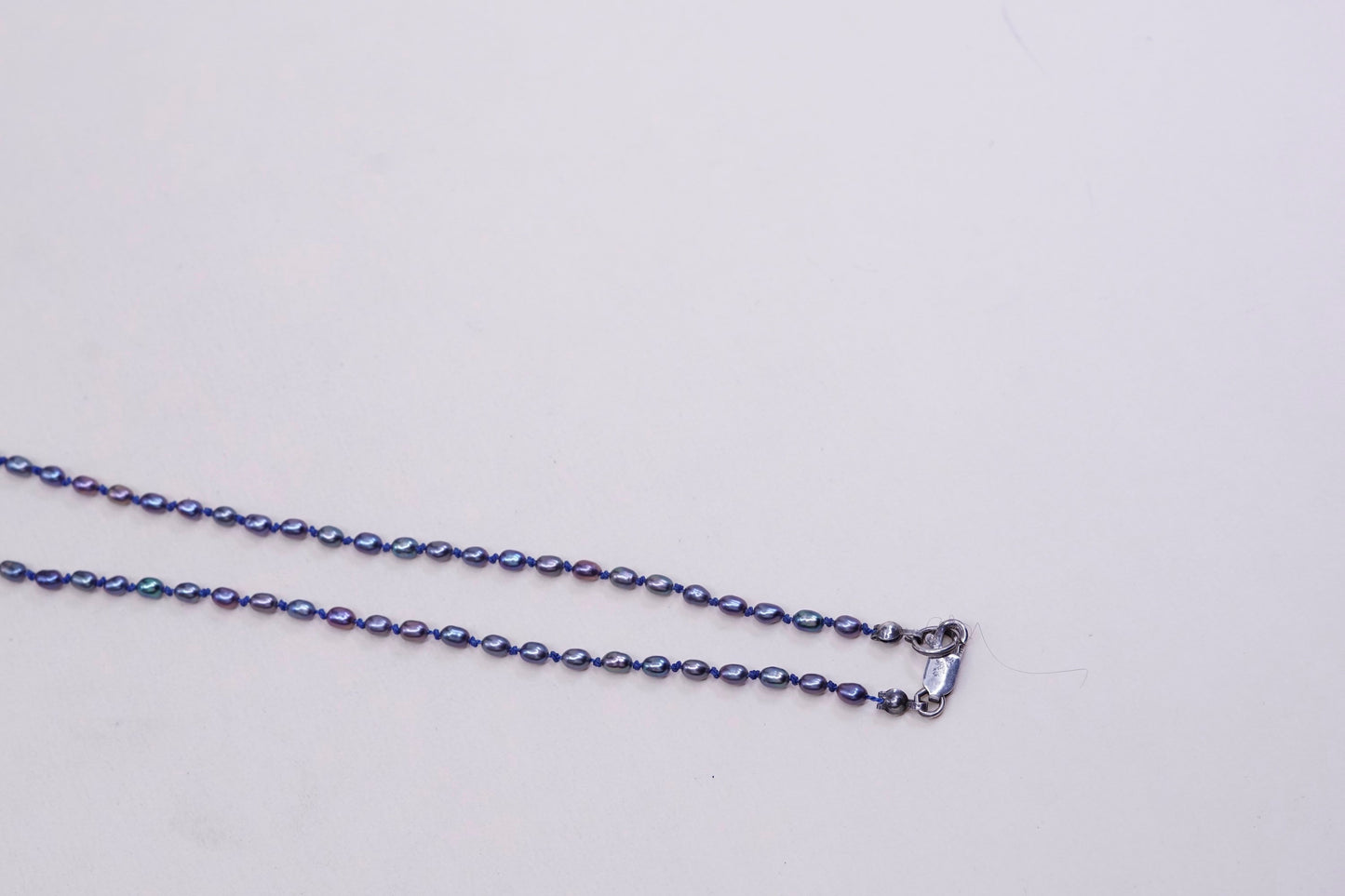 16”, handmade necklace w/ black pearl beads sterling 925 silver imagine pendant