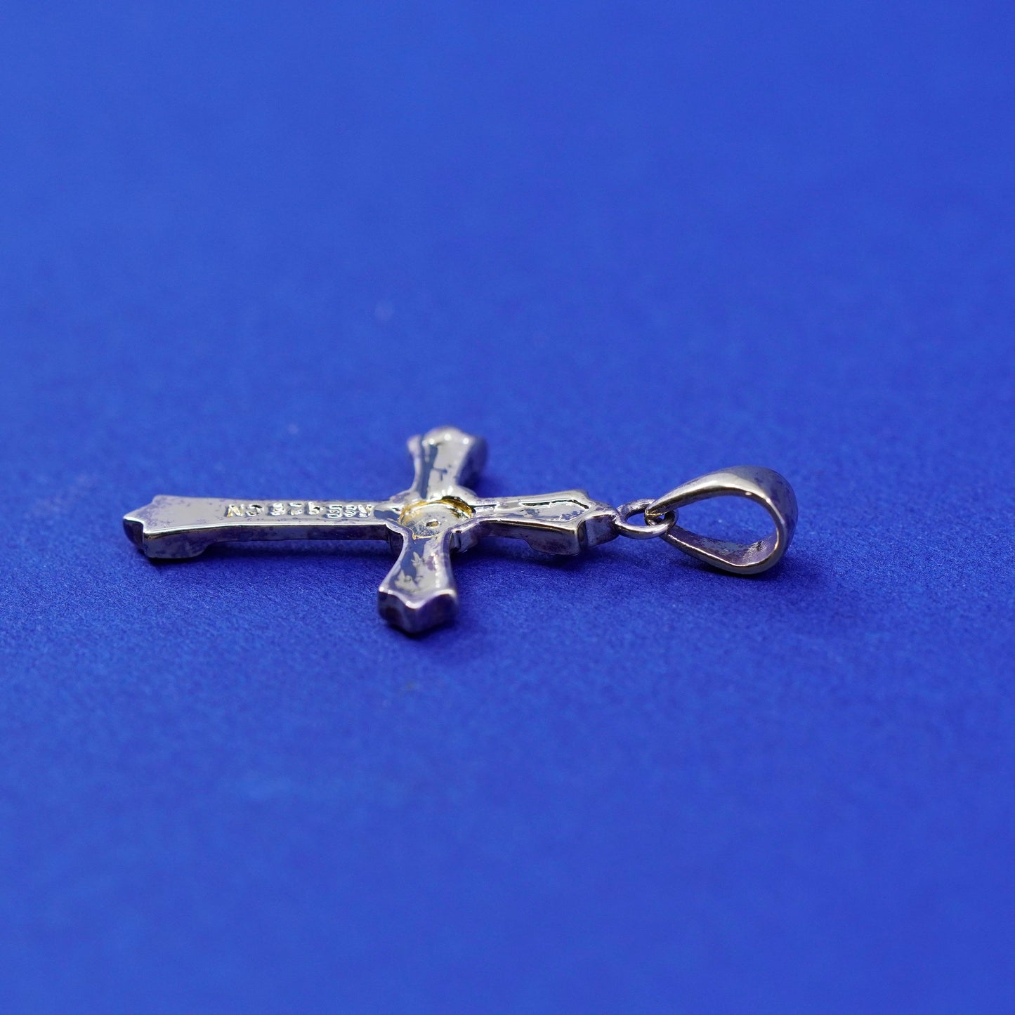 Vintage vermeil gold filled Sterling 925 silver cross with diamond