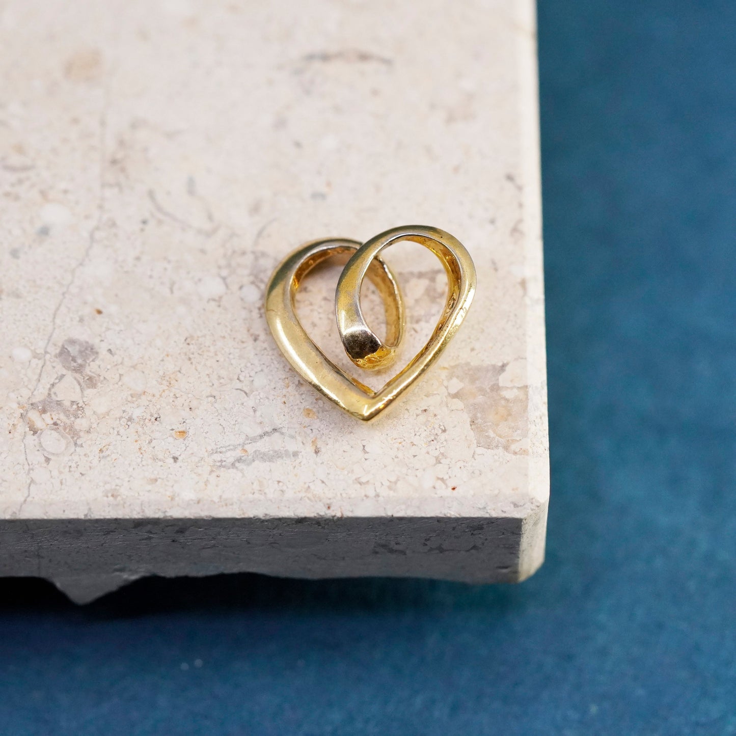 Vintage vermeil gold over Sterling silver handmade pedant, 925 heart