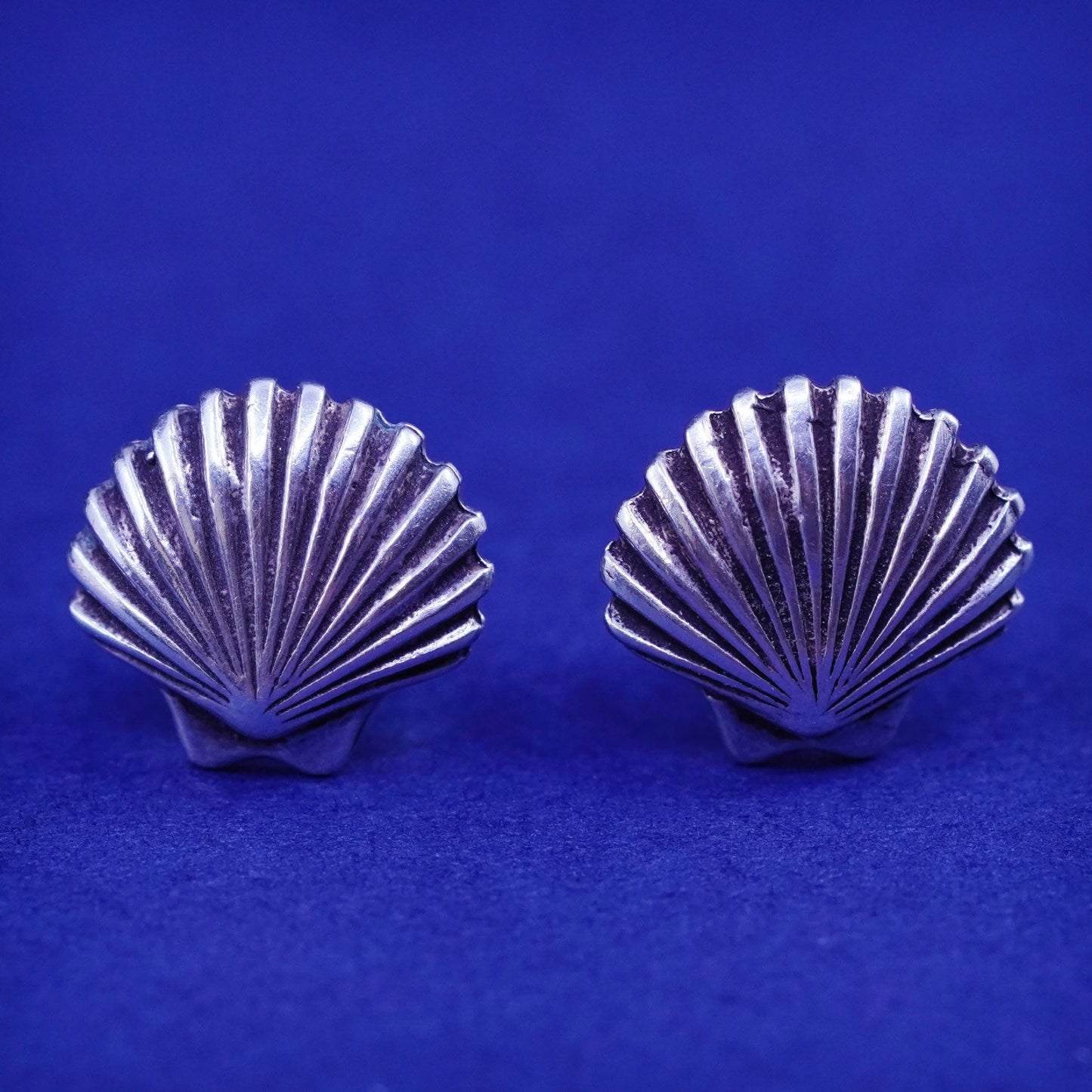 Vintage sterling silver handmade earrings, 925 shell studs