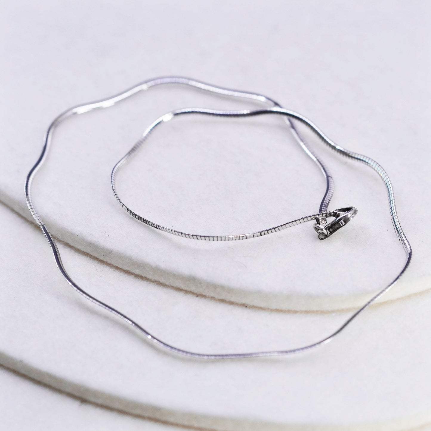 18” 2mm, vintage Italy 925 silver wavy omega chain necklace