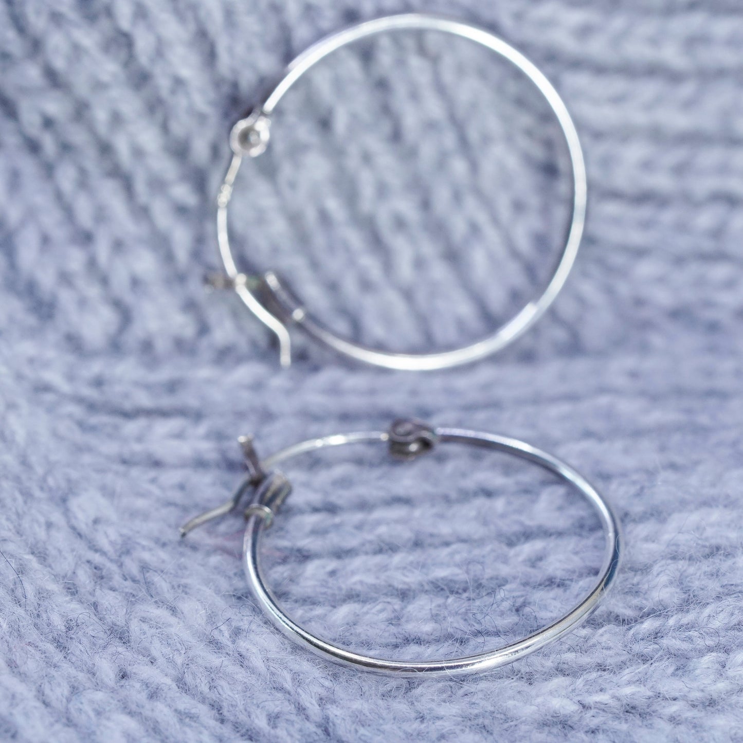 1”, vintage Sterling silver handmade hoop earrings, 925 huggie