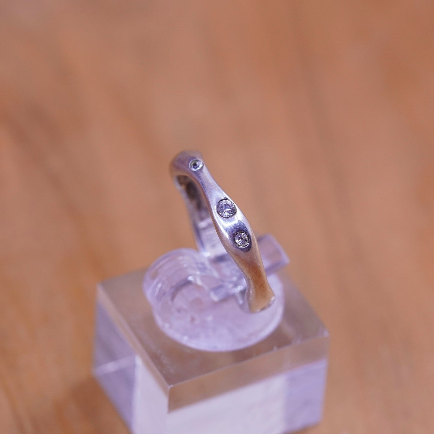 Size 5.75, vintage Sterling silver ring, 925 band with cz