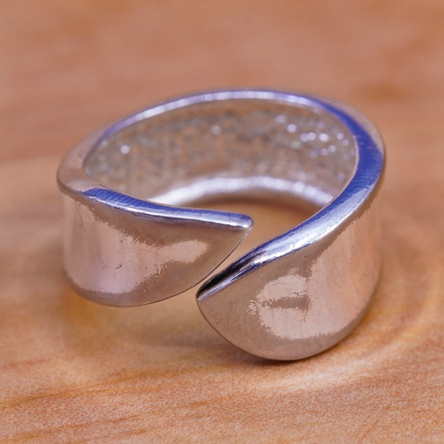 Size 6, vintage Sterling silver handmade ring, 925 wrap band