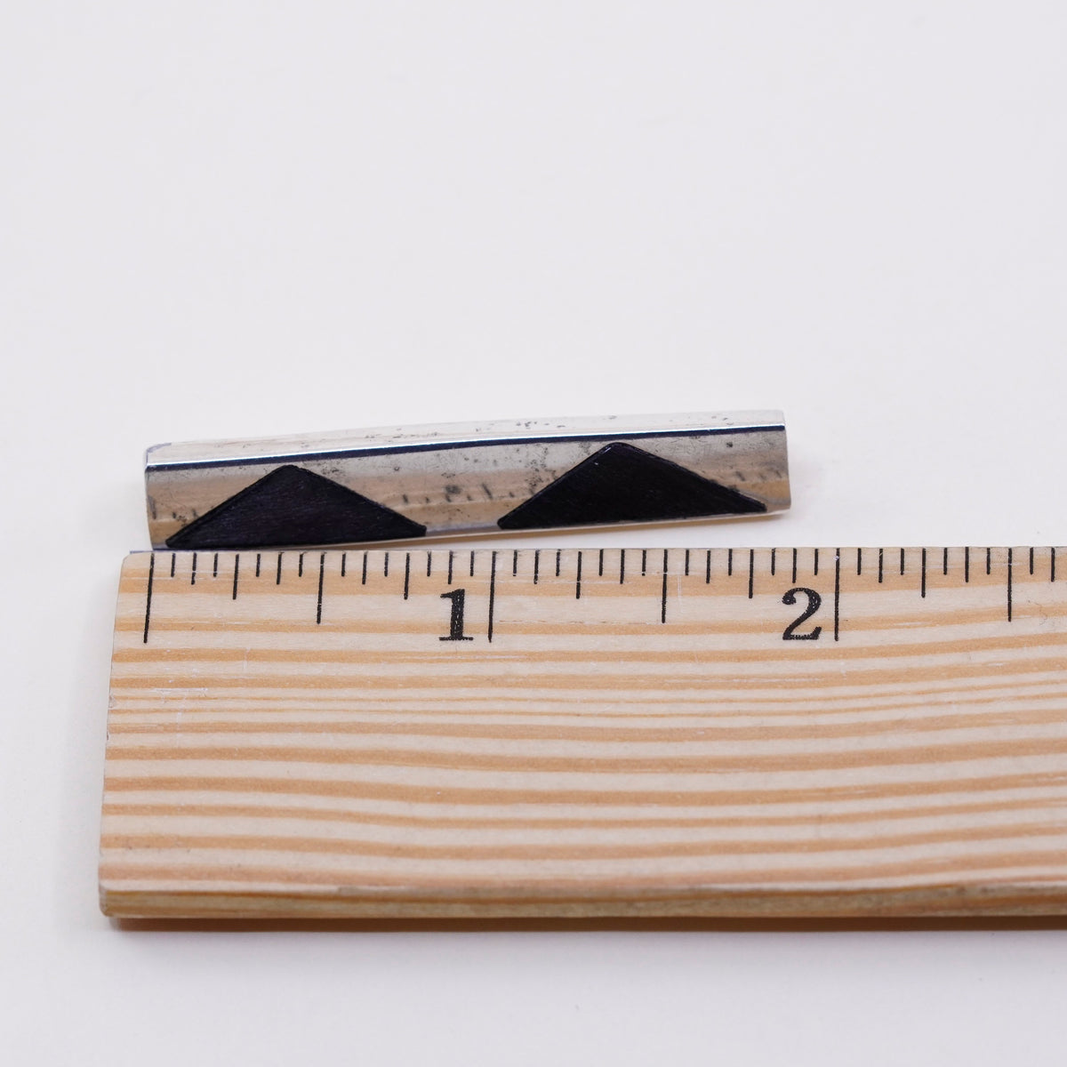 Vintage sterling silver handmade tie clip, modern 925 tie clip with obsidian