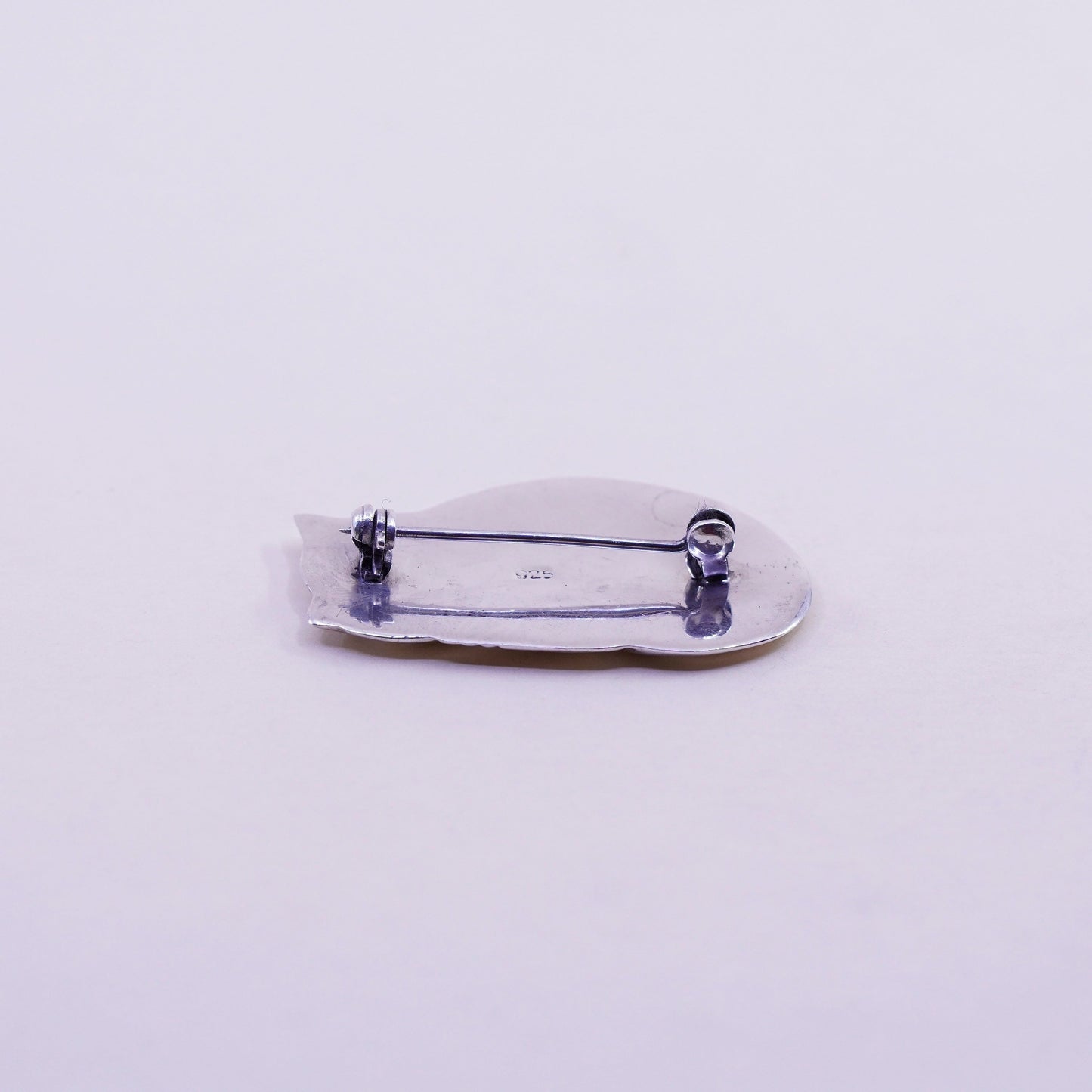 Vintage sterling 925 silver cat brooch, Southwestern handmade antique pin